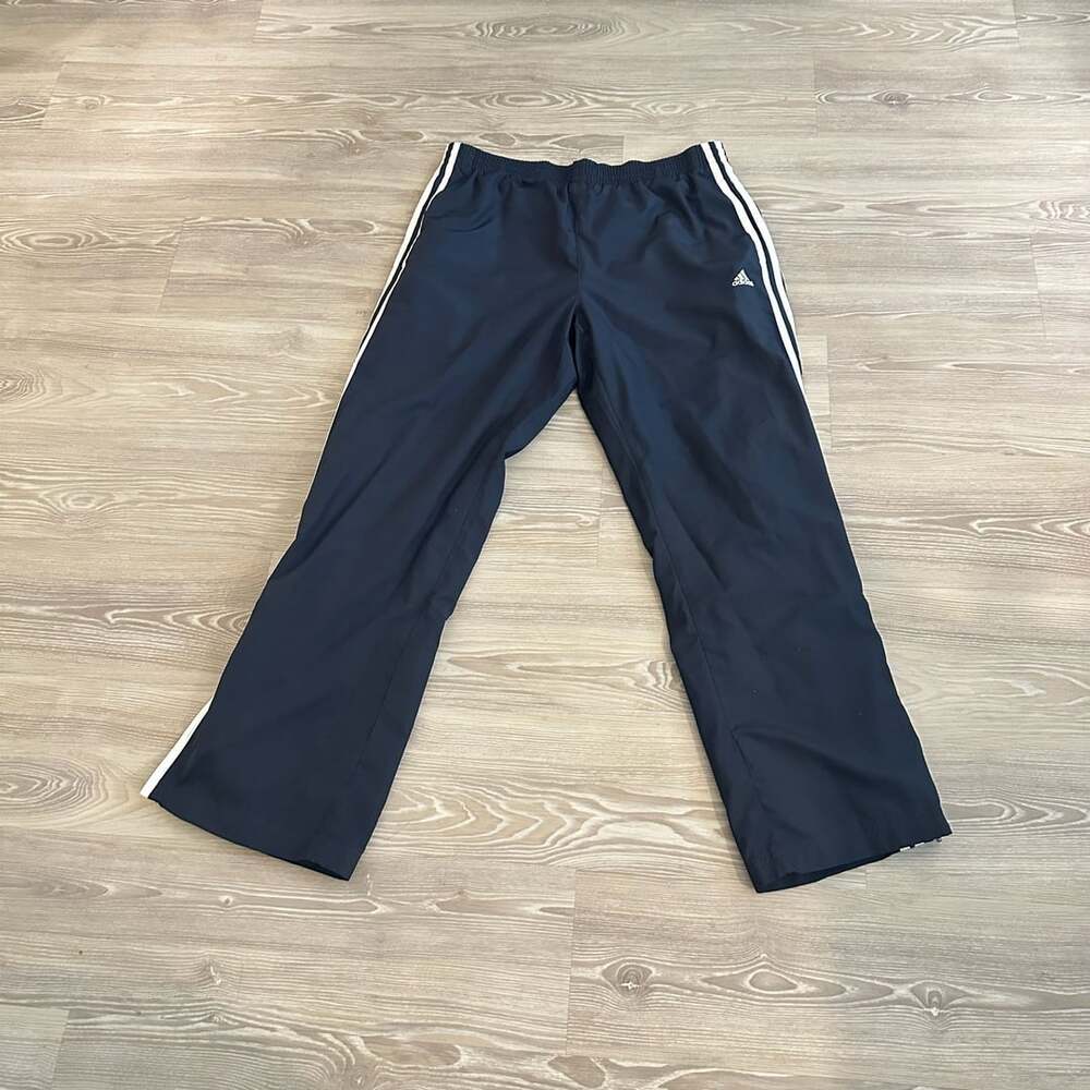 Adidas Track Pants Size M Navy Blue White Stripes Joggers